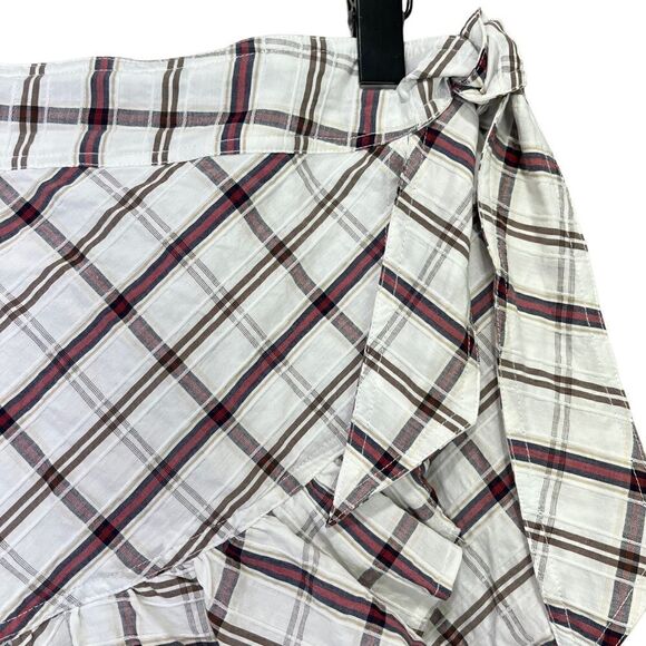 Veronica Beard Memphis Ruffle Mini Skirt Plaid White Multi Size 8 - Picture 8 of 13